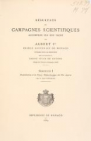 Résultats des campagnes scientifiques accomplies sur son yacht par Albert Ier, prince souverain de Monaco